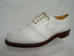 NEW Mens Vintage BOSTONIAN White Full Brogue Wingtip Golf Spikes Shoes 