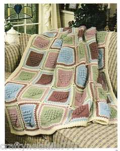 Sweetheart Squares 53x68 Afghan Instruction Crochet Pattern  