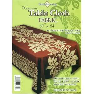   Tablecloth 60 inch By 84 inch (Honu Turtle and Monstera, Brown Color