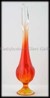 Viking Amberina Epic 6 Petal Swung Glass Vase Mid Century Modern 