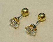 New 14k Gold/5mm Dia Baby Ball Stud Earrings Free Ship  