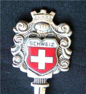 Vintage Souvenir Switzerland Spoon 800 Enameled Crest  