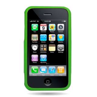 Black/Green Rubberized Dual Phone Cover Faceplate Case For Apple 