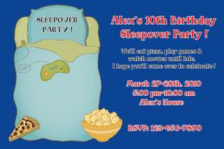 BOYS SLEEPOVER SLUMBER PARTY Birthday Invitations  