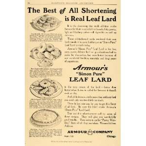  1911 Ad Armour Simon Pure Leaf Lard Baking Pastry Sweet 