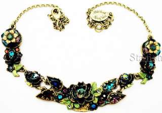 Michal Negrin w/ Swarovski Crystal Beads Roses Necklace  
