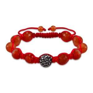  Red Fire Agate Genuine Stone Shamballa Style Bracelet Eve 