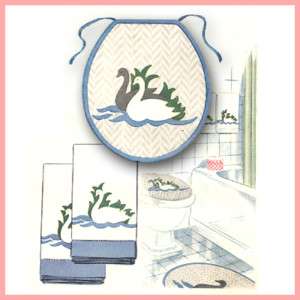 Vintage Embroidery & Applique Pattern ~ Swans for Bath  