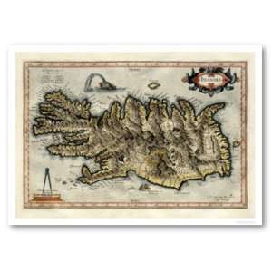  Iceland Map by Mercator Map 1595 Poster