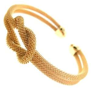    Gold Tied & True Adjustable Mesh Knotted Cuff Bracelet Jewelry