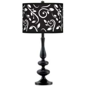  Swirling Vines Giclee Paley Black Table Lamp
