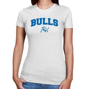 Buffalo Bulls Ladies White Logo Arch Slim Fit T shirt