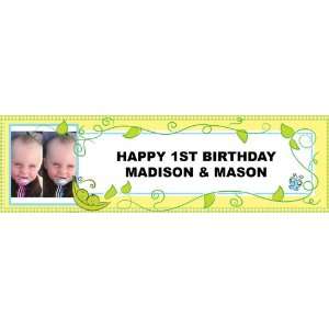  Two Peas in a Pod Personalized Photo Banner Standard 18 x 