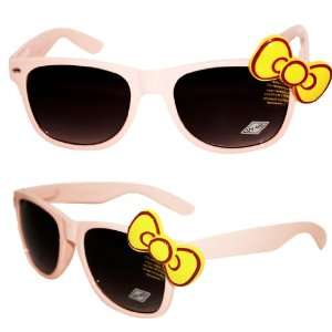   Kitty Bow Wayfarer Sunglasses   Pale Pink & Yellow 