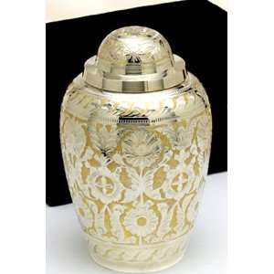  GORGEOUS FUNERAL CREMATION URN SILVER/GOLD DYNASTY 