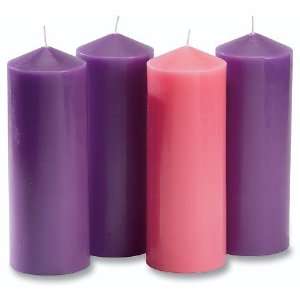  Large Purple Advent Pillar Candle Set 