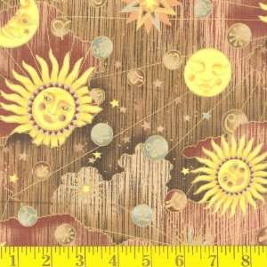  45 Wide Sun and Moon Khaki Fabric By The Yard Arts 