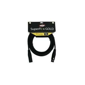  Super Flex Gold Microphone Cable, 15 ft XLR(F) to XLR(M 