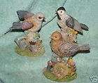Collectibles Birds Figural Set of 3 Polystyrene Flowers