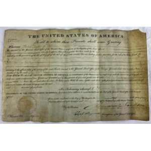  President Andrew Jackson Signed Land Grant Document 