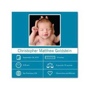  Boy Birth Announcements   Adorable Icons Luxe Turquoise By Jessica 
