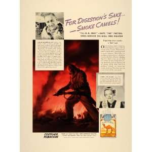 1937 Ad Camel Cigarettes Patton Oil Well Firefighter   Original Print 