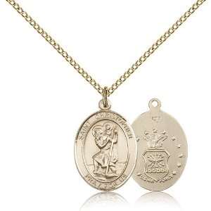  Gold Filled St. Christopher / Air Force Pendant Jewelry