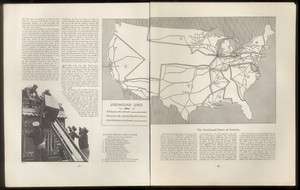 1934 Greyhound bus lines USA map print  