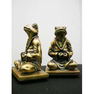  Studious Frogs Resin Bookends Set of 2 