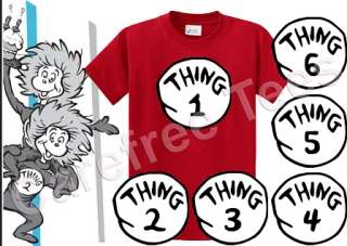 Dr Seuss Thing 1 2 3 4 5 6 Iron on shirt DECAL Transfer  