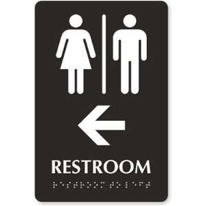 Restroom, with Left Arrow (Male & Female Pictograms, Tactile Touch 