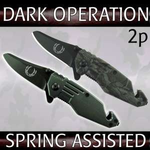 2pc Dark Operation Elite Forces CAMO Knives Spring Assisted Pocket 