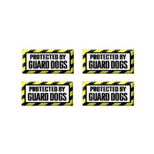  Protected by Guard Dogs   3D Domed Set of 4 Stickers 