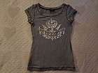 Bebe Womens Baby Tee Top Sz X Small XS Black White Silver Stretchy 
