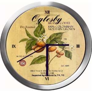  OGLESBY 14 Inch Coffee Metal Clock Quartz Movement 