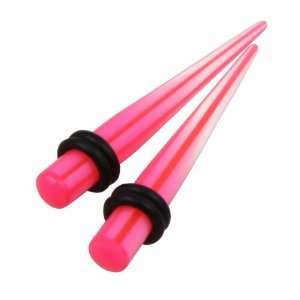  Acrylic Pink Ear Stretchers   2g x 50mm   Sold Per Pair 