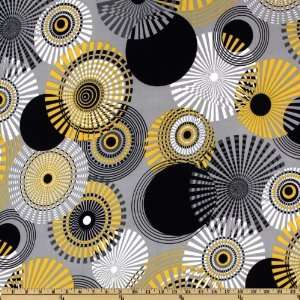 58 Wide Stretch Jersey ITY Knit Circles Yellow/Black Fabric By The 