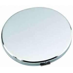  Oval Compact Makeup Mirror in Silver Tone Metal with 