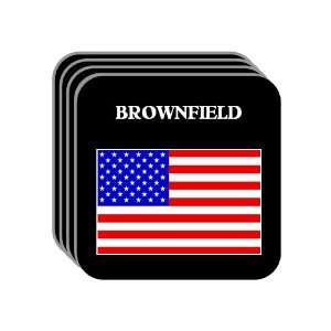  US Flag   Brownfield, Texas (TX) Set of 4 Mini Mousepad 