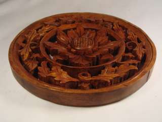 Hand Carved Bali Round Wall Panel Flower Relief ART  