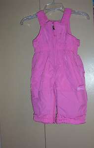 THE CHILDRENS PLACE INFANT GIRLS PINK BIB SNOWPANTS FLEECE LINED 12 