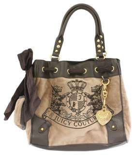 Juicy Couture Rich Camel Velour Scottie Dog Daydreamer Bag Purse New 