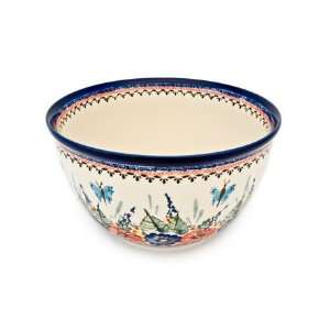  Polish Pottery Floral Butterfly Large Mixing Bowl