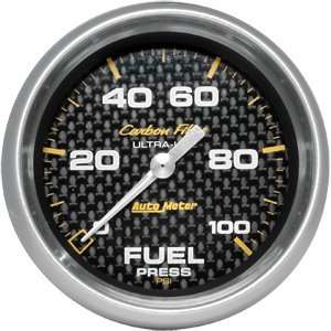 Auto Meter 4863 Carbon Fiber 2 5/8 0 100 PSI Full Sweep Electric Fuel 