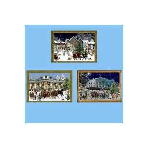 New   Pack of 12 Victorian Style & White House Winter Scene Advent 