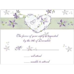  Violet Heart & Flowers Reply Card Set 