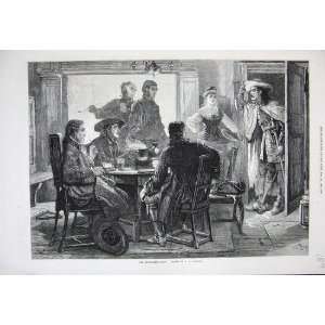  1872 Pasquier Fine Art Unwelcome Guest Men Table Inn