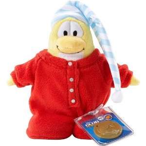 Club Penguin 6.5 Inch Series 2 Plush Figure Red Pajamas (Includes Coin 