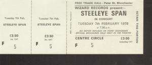STEELEYE SPAN free trade hall manchester 7th feb 1978 ticket uk 