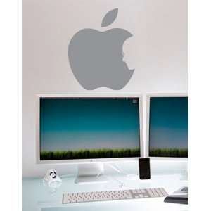 Steve Jobs Apple logo Large Decal Great for Wall Art. Metallic Silver